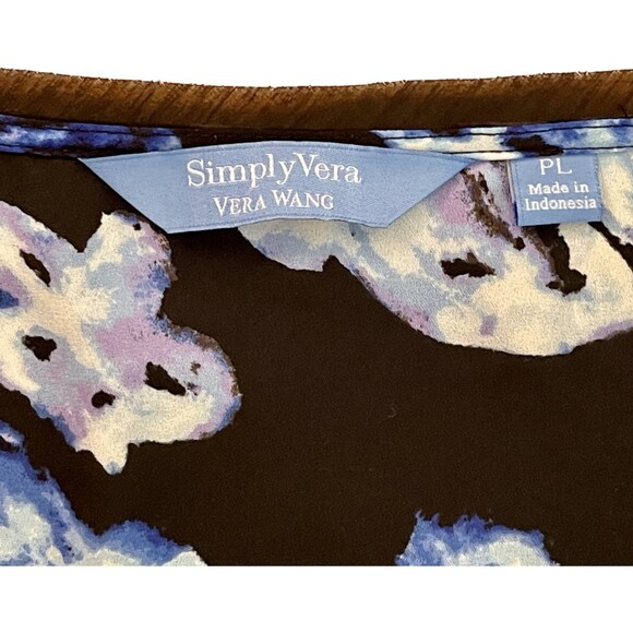 Simply Vera Vera Wang | Petite Blue and Black Floral Sleeveless Blouse | PL - Picture 4 of 7